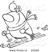 Vector of a Cartoon Skiing Polar Bear - Outlined Coloring Page by Toonaday