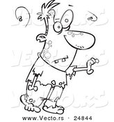 Vector of a Cartoon Smelly Zombie Walking with One Hand out - Outlined Coloring Page by Toonaday