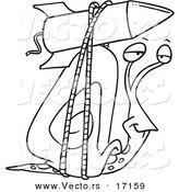 Vector of a Cartoon Snail with a Rocket Boost Strapped on His Shell - Coloring Page Outline by Toonaday