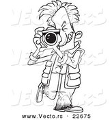 Vector of a Cartoon Snappy Photographer - Coloring Page Outline by Toonaday