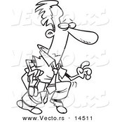 Vector of a Cartoon Sneaky Businessman Tip Toeing Around - Coloring Page Outline by Toonaday
