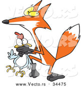 Vector of a Cartoon Sneaky Fox Stealing a Chicken by Toonaday