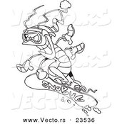 Vector of a Cartoon Snowboarding Bug - Coloring Page Outline by Toonaday