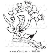 Vector of a Cartoon Snowboarding Rhino - Outlined Coloring Page by Toonaday