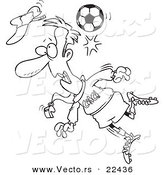 Vector of a Cartoon Soccer Ball Hitting a Coach - Coloring Page Outline by Toonaday