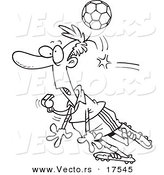Vector of a Cartoon Soccer Ball Hitting a Referee - Coloring Page Outline by Toonaday
