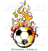 Vector of a Cartoon Soccer Ball with Trailing Flames by Chromaco