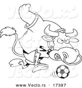 Vector of a Cartoon Soccer Bull - Coloring Page Outline by Toonaday