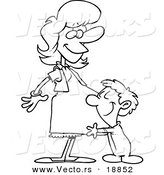 Vector of a Cartoon Son Hugging His Pregnant Mom - Outlined Coloring Page by Toonaday