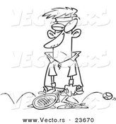 Vector of a Cartoon Sore Tennis Loser - Coloring Page Outline by Toonaday