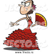 Vector of a Cartoon Spanish Beautiful Flamenco Dancer by Toonaday
