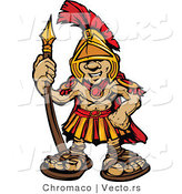 Vector of a Cartoon Spartan Boy Armed with a Spear While Smiling by Chromaco