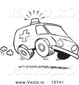 Vector of a Cartoon Speeding Ambulance - Outlined Coloring Page Drawing by Toonaday