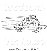 Vector of a Cartoon Speeding Driver - Coloring Page Outline by Toonaday