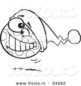 Vector of a Cartoon Spotted Christmas Ball Bouncing - Outlined Coloring Page by Toonaday