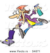 Vector of a Cartoon Spring Cleaning Woman Vacuuming by Toonaday