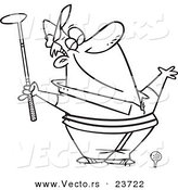 Vector of a Cartoon Spring Golfer Smelling the Air - Coloring Page Outline by Toonaday