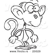 Vector of a Cartoon Standing Monkey - Outlined Coloring Page by Toonaday