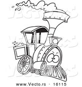 Vector of a Cartoon Steam Engine Train - Outlined Coloring Page Drawing by Toonaday