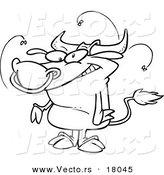 Vector of a Cartoon Stinky Bull - Outlined Coloring Page by Toonaday