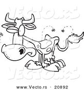 Vector of a Cartoon Stinky Cow - Coloring Page Outline by Toonaday