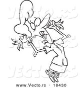 Vector of a Cartoon Stressed Woman Pulling Her Hair - Outlined Coloring Page by Toonaday