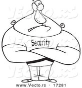 Vector of a Cartoon Strong Bouncer - Coloring Page Outline by Toonaday