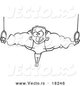 Vector of a Cartoon Strong Olympic Man on the Rings - Outlined Coloring Page by Toonaday