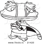 Vector of a Cartoon Super Boy Wearing an Underwear Mask - Outlined Coloring Page by Toonaday