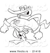 Vector of a Cartoon Super Duck - Outlined Coloring Page by Toonaday