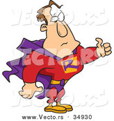 Vector of a Cartoon Super Guy Holding a Thumb up by Toonaday