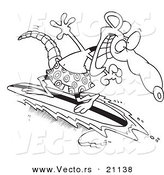 Vector of a Cartoon Surfer Rat - Coloring Page Outline by Toonaday