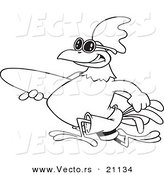 Vector of a Cartoon Surfer Rooster Carrying a Board - Coloring Page Outline by Toonaday