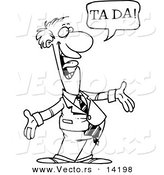 Vector of a Cartoon Surprising Businessman Shouting Ta Ta - Coloring Page Outline by Toonaday