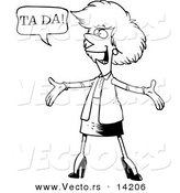 Vector of a Cartoon Surprising Businesswoman Shouting Ta Ta - Coloring Page Outline by Toonaday