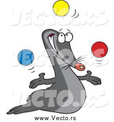 Vector of a Cartoon Talented Juggling Seal by Toonaday