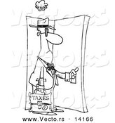 Vector of a Cartoon Tax Man Walking Through a Door - Coloring Page Outline by Toonaday