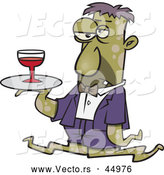 Vector of a Cartoon Tentacle Monster Waiter Serving Blood Red Wine by Toonaday