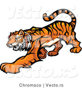 Vector of a Cartoon Tiger Slowly Stalking by Chromaco