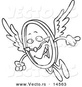 Vector of a Cartoon Time Flying by - Coloring Page Outline by Toonaday