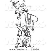 Vector of a Cartoon Tired Businessman After a Party - Outlined Coloring Page by Toonaday