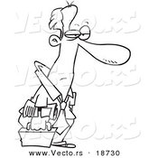 Vector of a Cartoon Tired Businessman Heading Home - Outlined Coloring Page by Toonaday