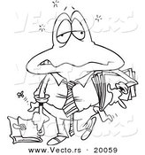 Vector of a Cartoon Tired Frog Businessman - Outlined Coloring Page by Toonaday