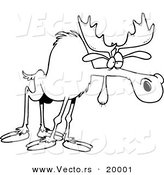 Vector of a Cartoon Tired Moose - Outlined Coloring Page by Toonaday