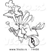 Vector of a Cartoon Tooth Fairy with a Wand and Bag of Money - Coloring Page Outline by Toonaday