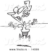 Vector of a Cartoon Torn Businesswoman Being Pulled Two Ways - Coloring Page Outline by Toonaday
