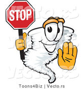 Vector of a Cartoon Tornado Mascot Holding a Stop Sign by Toons4Biz