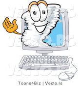 Vector of a Cartoon Tornado Mascot Inside a Computer Screen by Toons4Biz