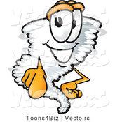 Vector of a Cartoon Tornado Mascot Pointing Finger Forward by Mascot Junction