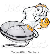 Vector of a Cartoon Tornado Mascot Using a Computer Mouse by Toons4Biz